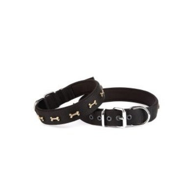 Doggie Konfor Dokuma Kemikli Boyun Tasması Siyah 2,5X37-45Cm