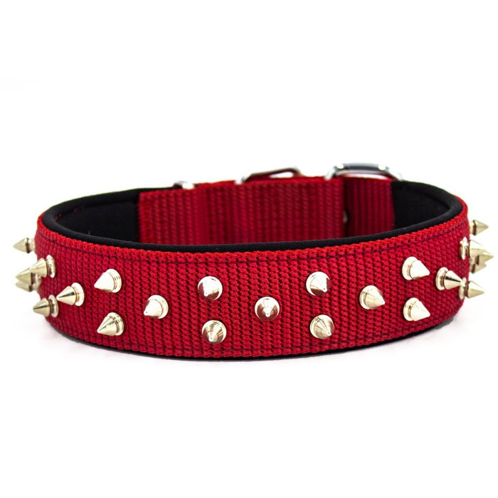 Doggie Konfor Dokuma Bol Çivili Boyun Tasması Kırmızı 4X57-65Cm