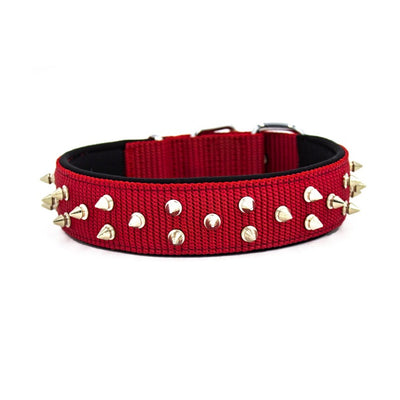 Doggie Konfor Dokuma Bol Çivili Boyun Tasması Kırmızı 4X52-60Cm