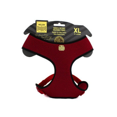 Doggie Havalı Dokumadan El Yapımı Küçük Irk Köpek Göğüs Tasması XL-2x50-65cm - Red