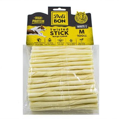 Delibon Deri Burgu Çubuk Orta Boy 100Lü Paket Beyaz Kalınx100Ad.