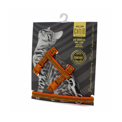 Cattie Desenli Kedi Göğüs & Gezdirme Takımı Turuncu 1X25-40Cm