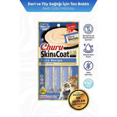 Inaba Ciao Churu Skin&Coat -Cilt ve Tüy Sağlığı- Ton balıklı Ödül Maması