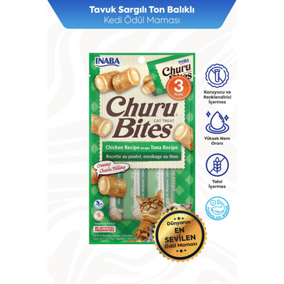 Inaba Ciao Churu Bites Tavuk Sargılı ve Ton Balıklı Kedi Ödül Maması 3 x 10 Gr