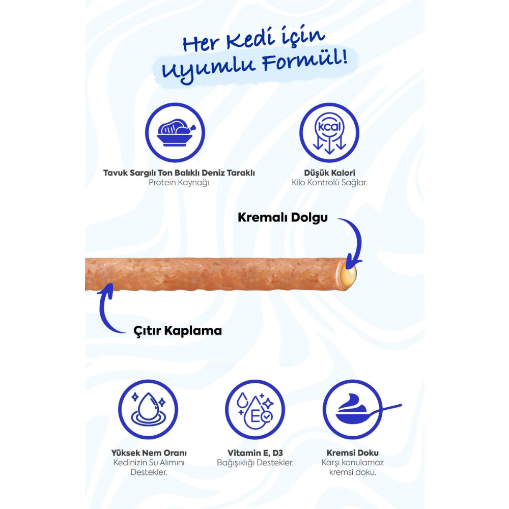 Inaba Ciao Churu Rolls Sticks Deniz Taraklı, Tavuk Sargılı ve Ton Balıklı Kedi Ödül Maması 4 x 10 Gr