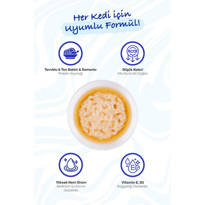 Inaba Ciao Dashi Delights Tavuk & Ton ve Somon Balıklı Kedi Çorbası 70 Gr