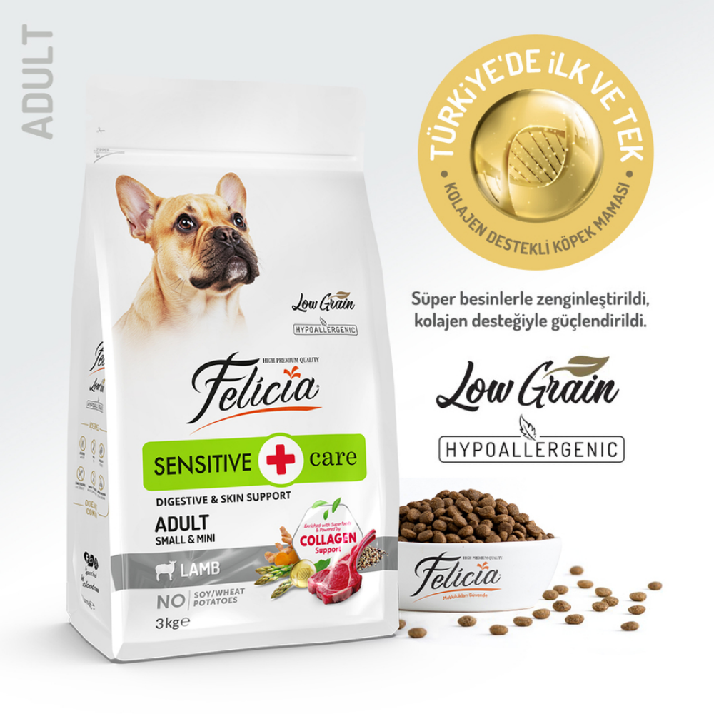 Felicia Az Tahıllı 3 Kg Yetişkin Kuzulu Small/Mini HypoAllergenic Köpek Maması
