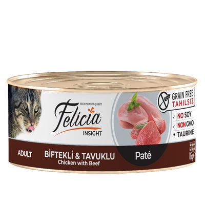 Felicia Tahılsız Kıyılmış Biftekli Tavuklu Yaş Kedi Maması 85gr