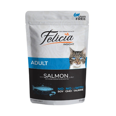 Felicia Tahılsız Yetişkin Somonlu Yaş Kedi Maması Pouch 85gr