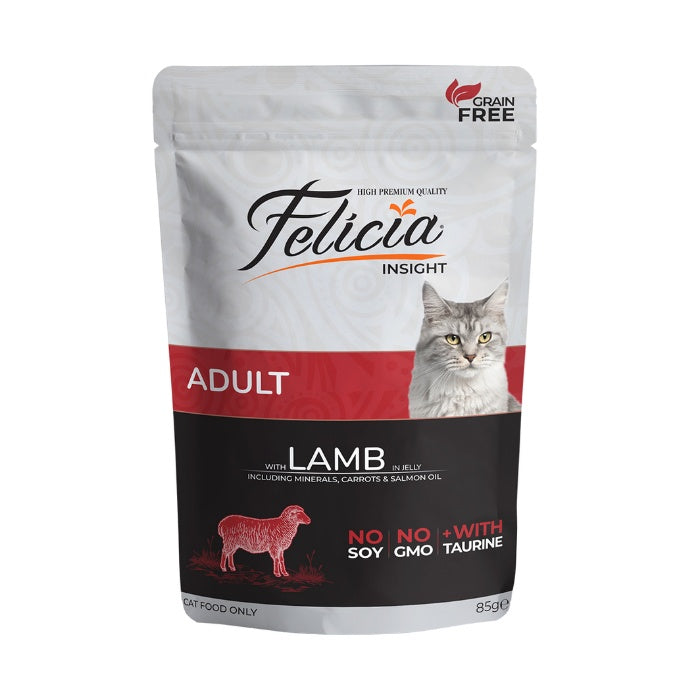 Felicia Tahılsız Yetişkin Kuzu Etli Yaş Kedi Maması Pouch 85gr