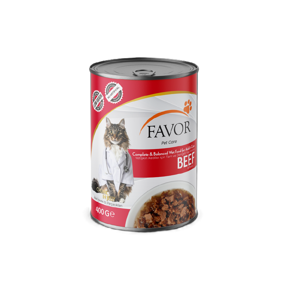 Favor Biftekli Yetişkin Kedi Maması Konservesi 400Gr