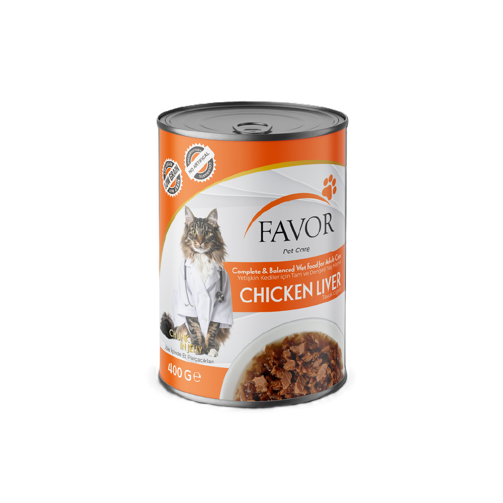 Favor Tavuk Ciğerli Yetişkin Kedi Maması Konservesi.400Gr