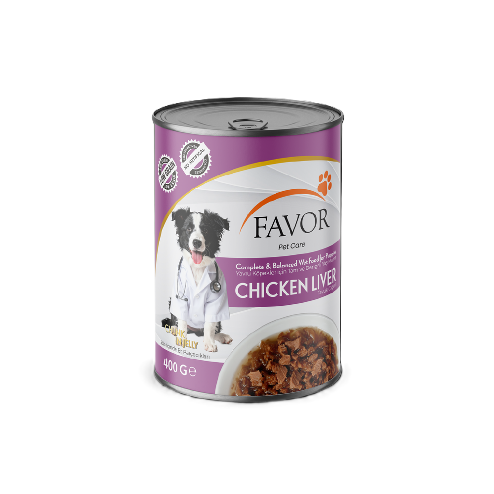 Favor Tavuk Ciğerli Yavru Köpek Maması Konservesi 400Gr