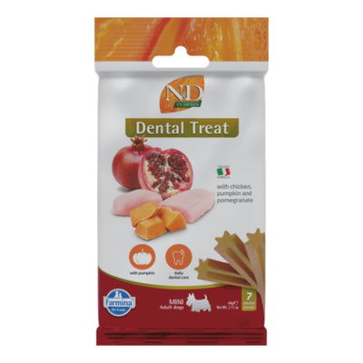 N&D Dental Treat Tavuk Etli & Narlı & Bal Kabaklı Mini Köpek Ödülü 60Gr