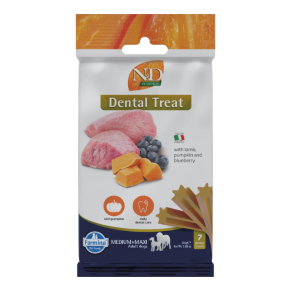 N&D Dental Treat Kuzu Etli & Yaban Mersini & Bal Kabaklı Medium Köpek Ödülü 60Gr
