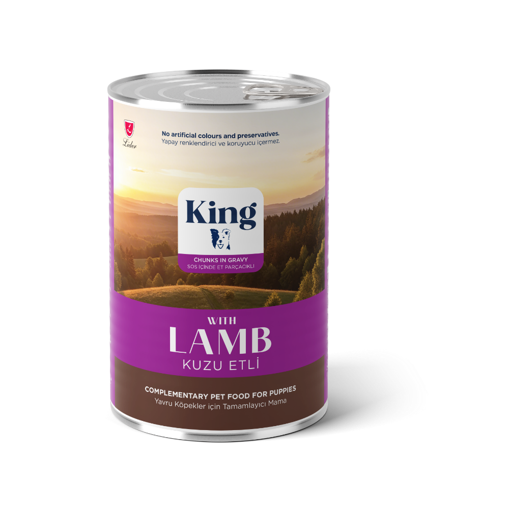 King Sos İçinde Et Parçacıklı Kuzu Etli Yavru Köpek Konserve 400gr