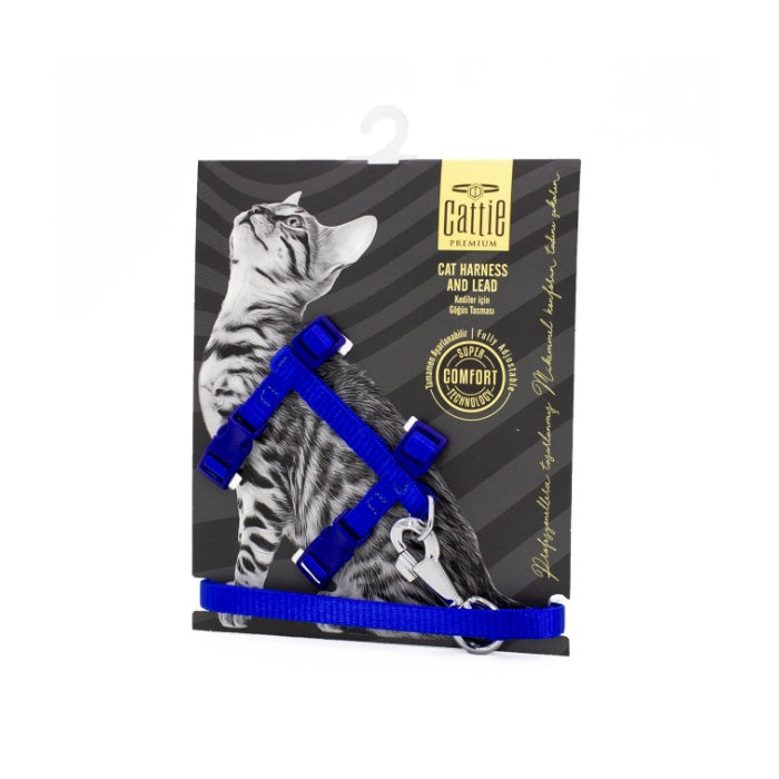 Cattie Kedi Göğüs & Gezdirme Takımı Royalmavi 1X25-40Cm