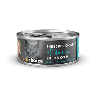 Prochoice Shredded, Tahılsız, Hipoalerjenik, Tiftiklenmiş Tavuk Etli Ve Kalamarlı Yaş Kedi Maması 70 gr