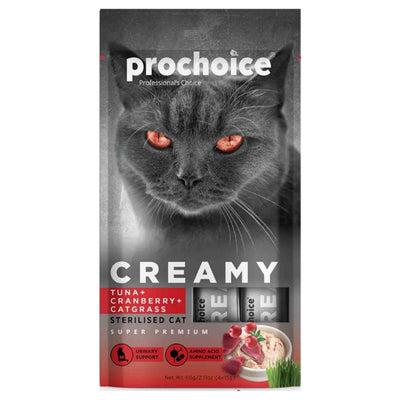 PROCHOICE Creamy Ton Balıklı Ve Kızılcıklı Kediler İçin Krema Kedi Ödül Maması 5X14Gr