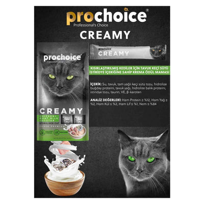 PROCHOICE Creamy Tavuklu ve Keçi Sütlü Krema Kedi Ödül Maması 5x14gr
