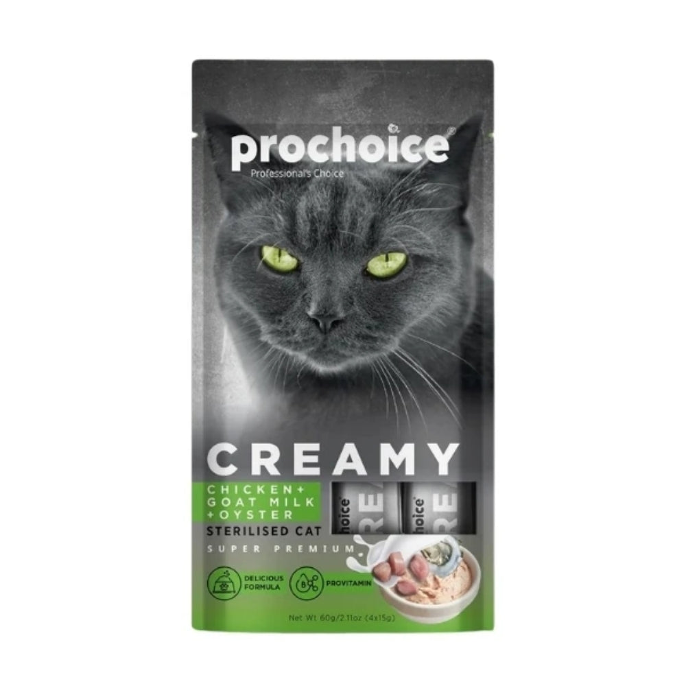 PROCHOICE Creamy Tavuklu ve Keçi Sütlü Krema Kedi Ödül Maması 5x14gr