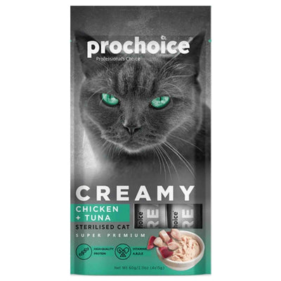 PROCHOICE Creamy Ton Balıklı ve Tavuklu Krema Kedi Ödül Maması 5x14gr