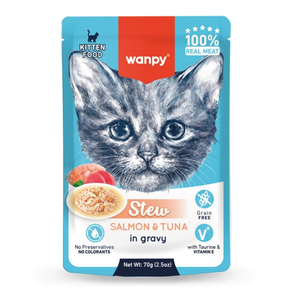 Wanpy Pouch Somon&Ton Balıklı Yaş Kedi Maması 70gr