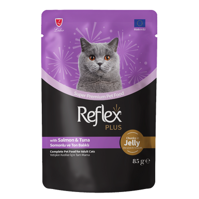 Reflex Plus Pouch Jöle İçinde Et Parçacıklı Somonlu&Ton Balıklı Yetişkin Kedi Maması 85 G