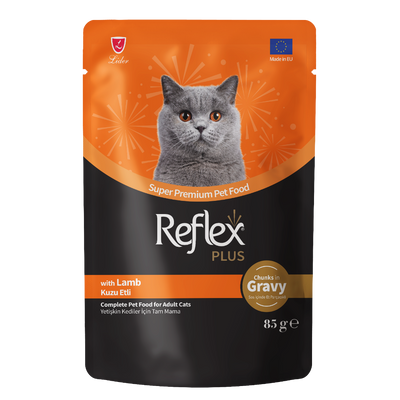 Reflex Plus Pouch Sos İçinde Et Parçacıklı Kuzu Etli Yetişkin Kedi Maması 85 G