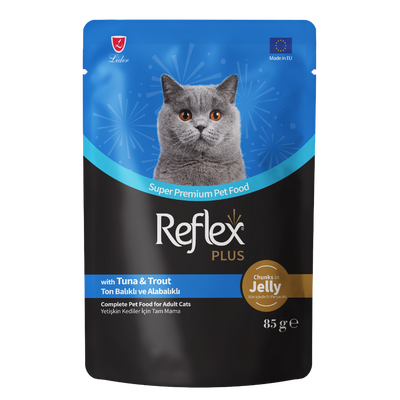 Reflex Plus Pouch Jöle İçinde Et Parçacıklı Ton Balıklı Ve Alabalıklı Yetişkin Kedi Maması 85 G