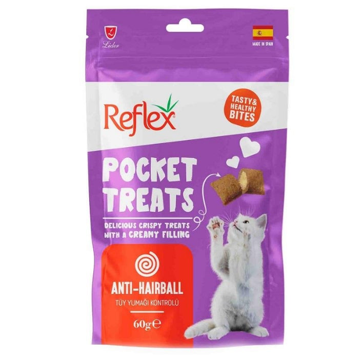 Reflex Pocket Treats Anti-Hairball Tüy Yumağı için Yetişkin Kedi Ödülü 60gr