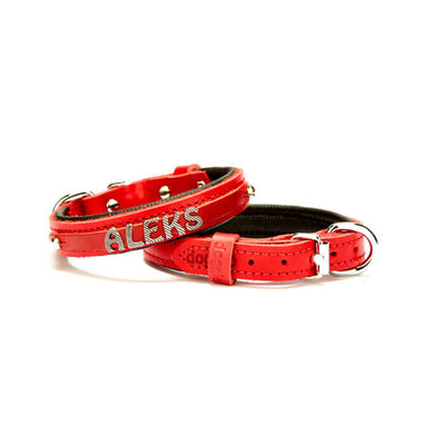 Doggie Konfor Deri İsimlikli Boyun Tasması Kırmızı 1,5X25-30Cm
