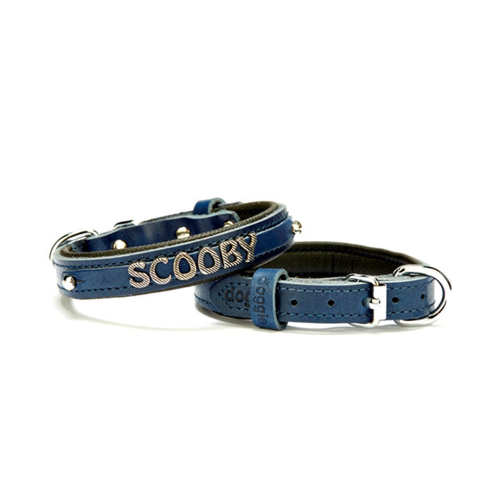Doggie Konfor Deri İsimlikli Boyun Tasması Royalmavi 1,5X25-30Cm