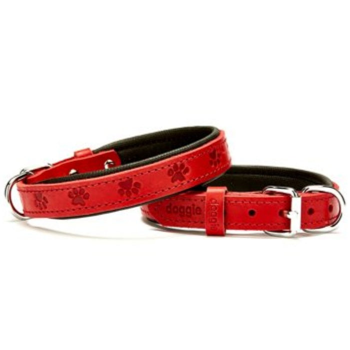 Doggie Konfor Deri Pati Desenli Boyun Tasması Kırmızı 2X35-40Cm