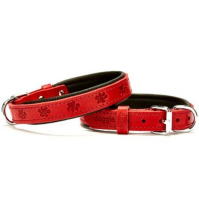 Doggie Konfor Deri Pati Desenli Boyun Tasması Kırmızı 2X30-35Cm