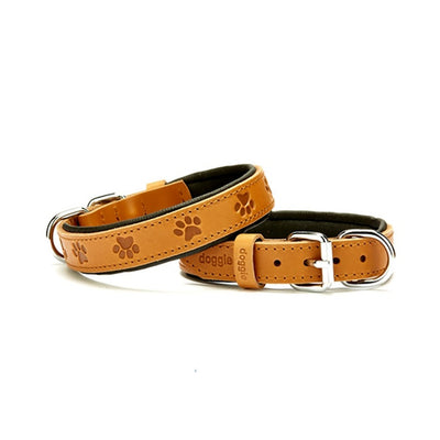 Doggie Konfor Deri Pati Desenli Boyun Tasması Camel 2,5X37-45Cm
