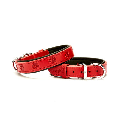 Doggie Konfor Deri Pati Desenli Boyun Tasması Kırmızı 2,5X37-45Cm