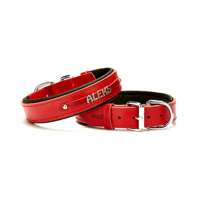 Doggie Konfor Deri İsimlikli Boyun Tasması Kırmızı 3X42-50Cm