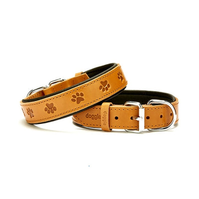 Doggie Konfor Deri Pati Desenli Boyun Tasması Camel 3X42-50Cm