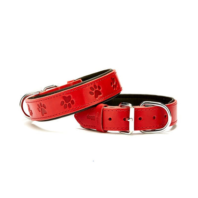 Doggie Konfor Deri Pati Desenli Boyun Tasması Kırmızı 3,5X47-55Cm