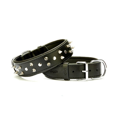 Doggie Konfor Deri Çivili Boyun Tasması Siyah 4X47-55Cm