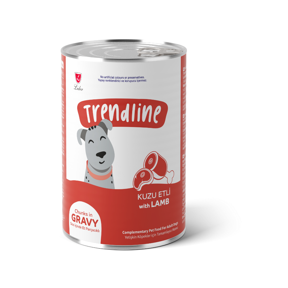 Trendline Konserve Sos İçinde Et Parçacıklı Kuzu Etli Yetişkin Köpek Maması 400 Gr