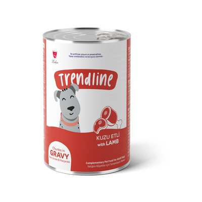 Trendline Konserve Sos İçinde Et Parçacıklı Kuzu Etli Yetişkin Köpek Maması 400 Gr