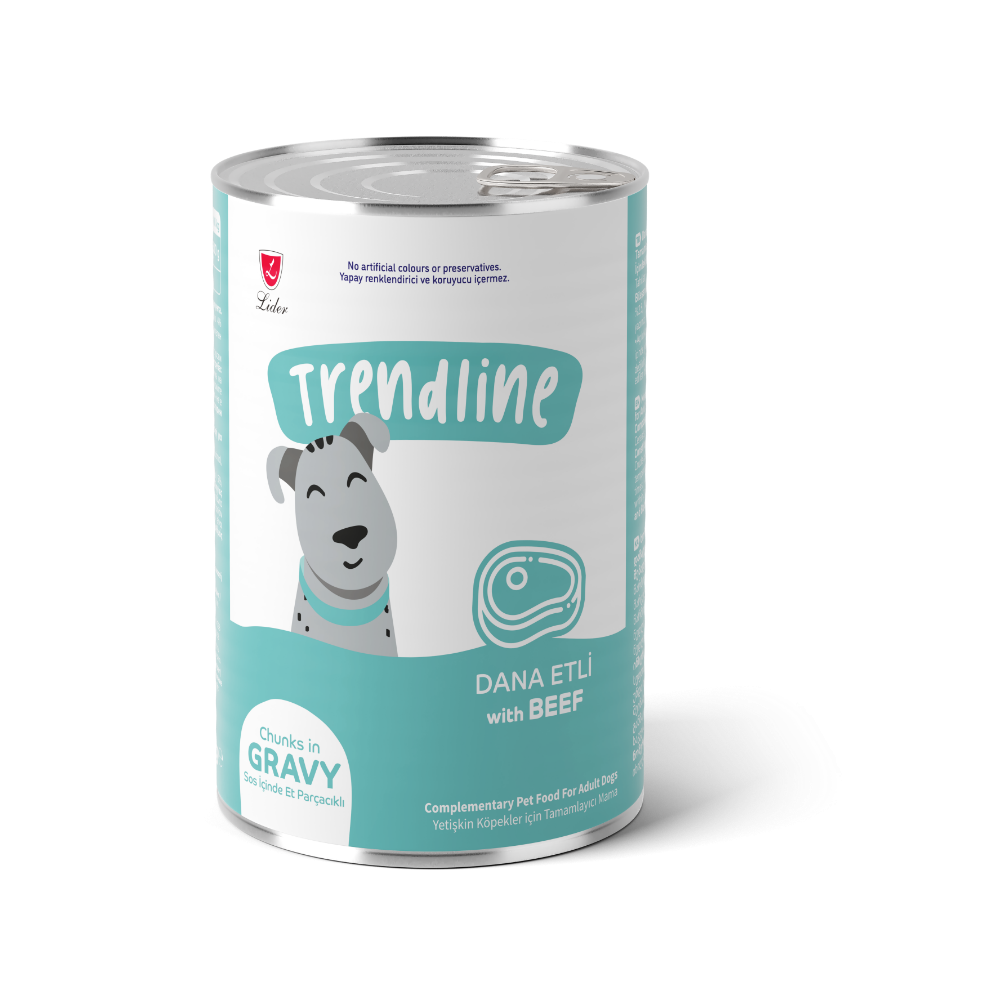 Trendline Konserve Sos İçinde Et Parçacıklı Dana Etli Yetişkin Köpek Maması 400 Gr