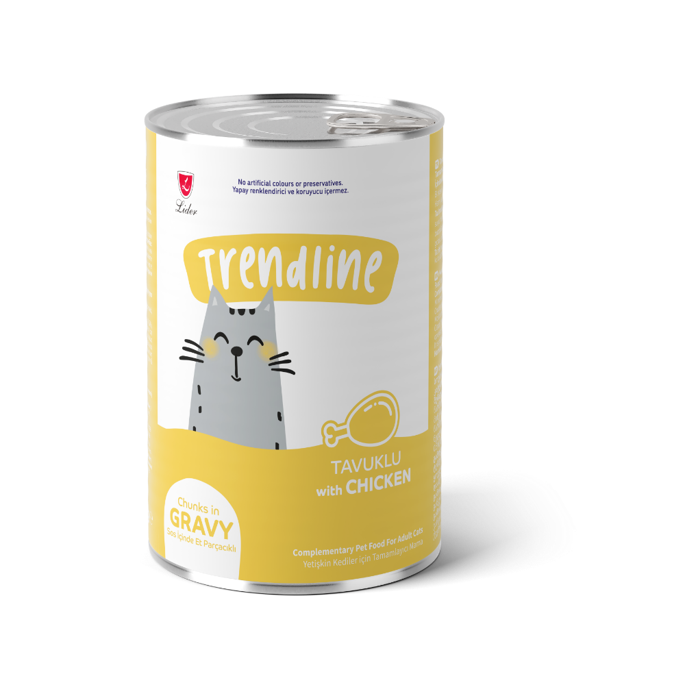 Trendline Konserve Sos İçinde Et Parçacıklı Tavuklu Yetişkin Kedi Maması 400 Gr