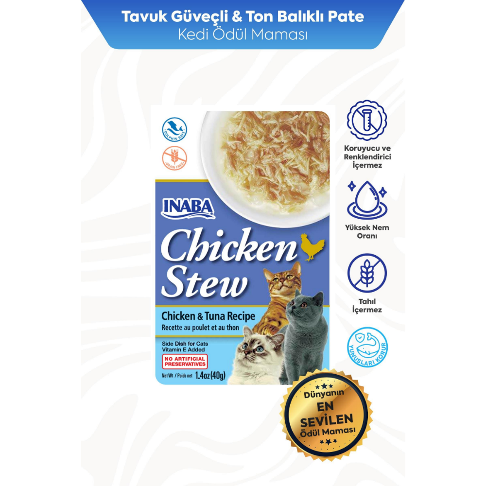 Inaba Ciao Chicken Stew Tavuk Güveç ve Ton Balıklı Pate 40 Gr