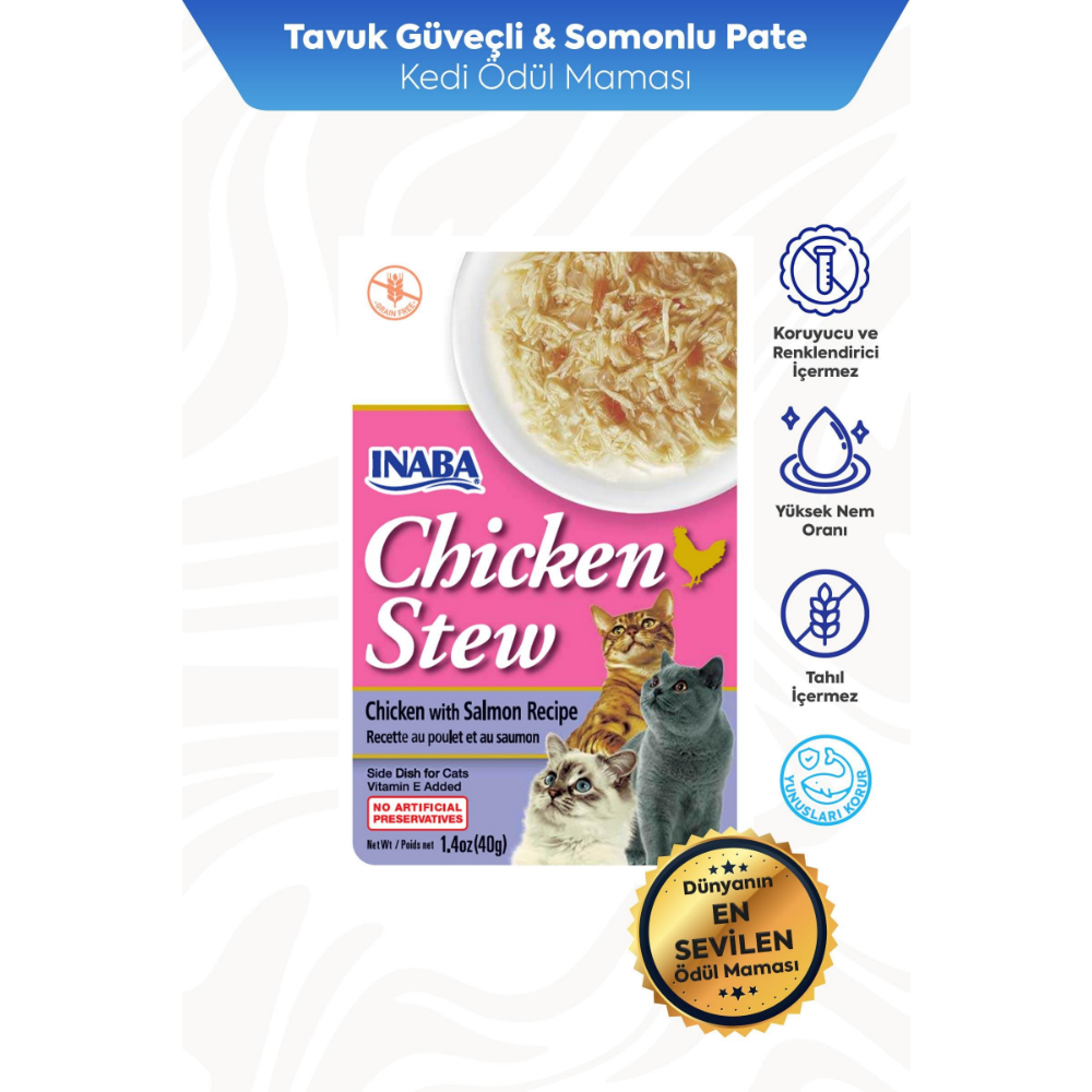 Inaba Ciao Chicken Stew Tavuk Güveç ve Somonlu Pate 40 Gr
