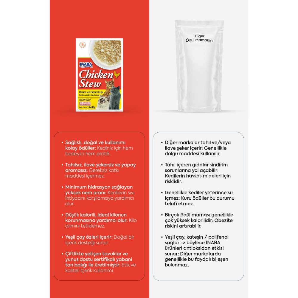 Inaba Ciao Chicken Stew Tavuk Güveç ve Peynirli Pate 40 Gr