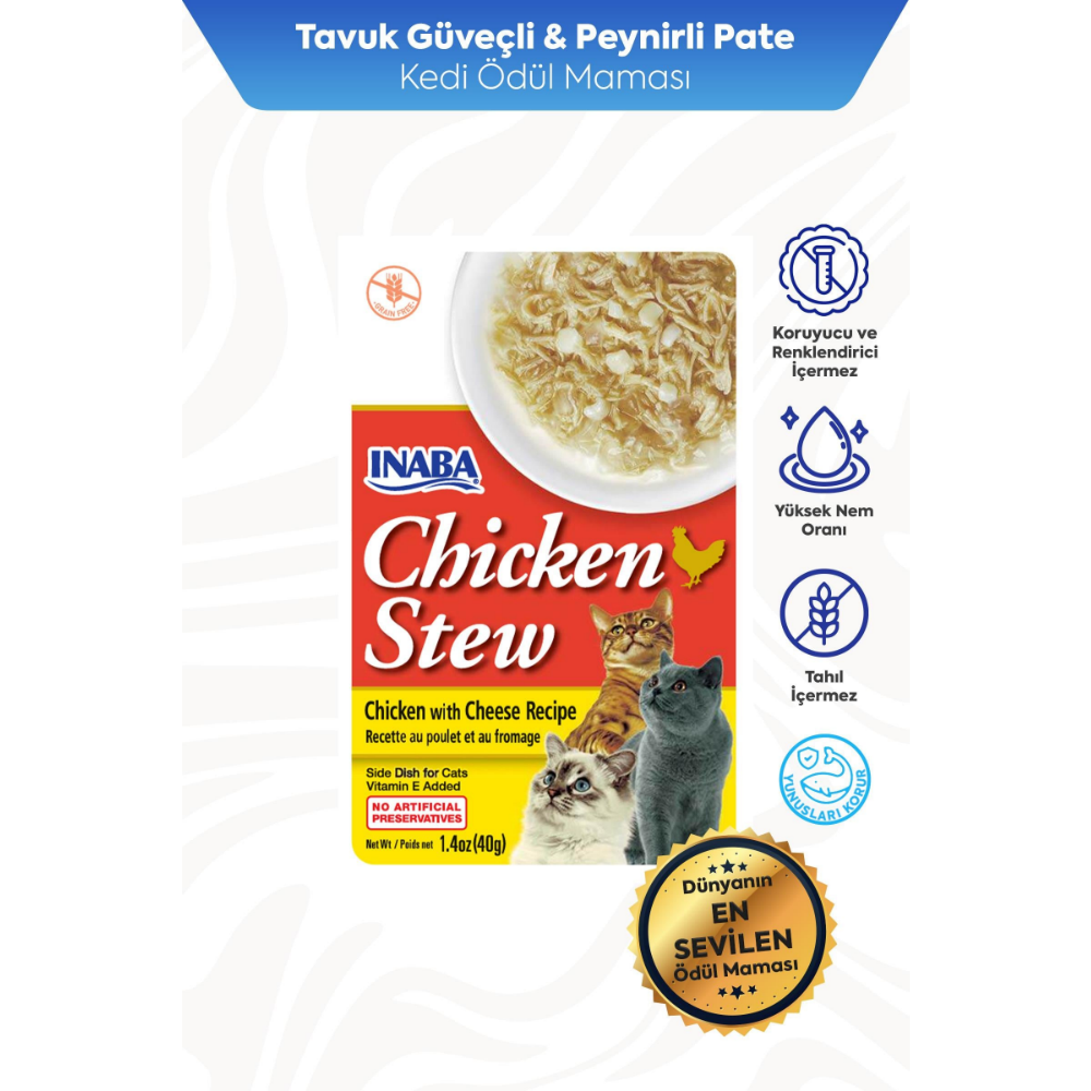 Inaba Ciao Chicken Stew Tavuk Güveç ve Peynirli Pate 40 Gr