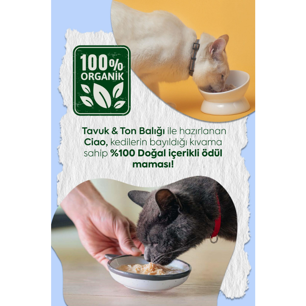 Inaba Ciao Chicken Broth Tavuk Sulu ve Ton Balıklı Kedi Çorbası 50 Gr